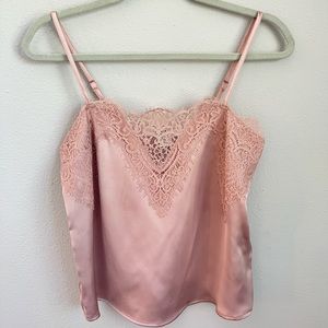 Pink Lace Satin Feel Tank Top - NEVER WORN
